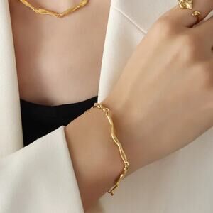 NEW 18K yellow gold plated asymmetrical tennis bracelet jewelry B27A